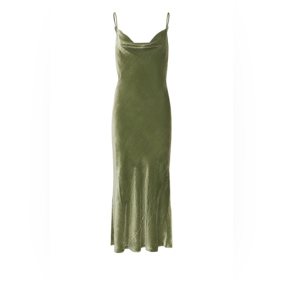 Salamanca Dress by Reformation SZ 6 in Artichoke Velvet. - Picture 6 of 14